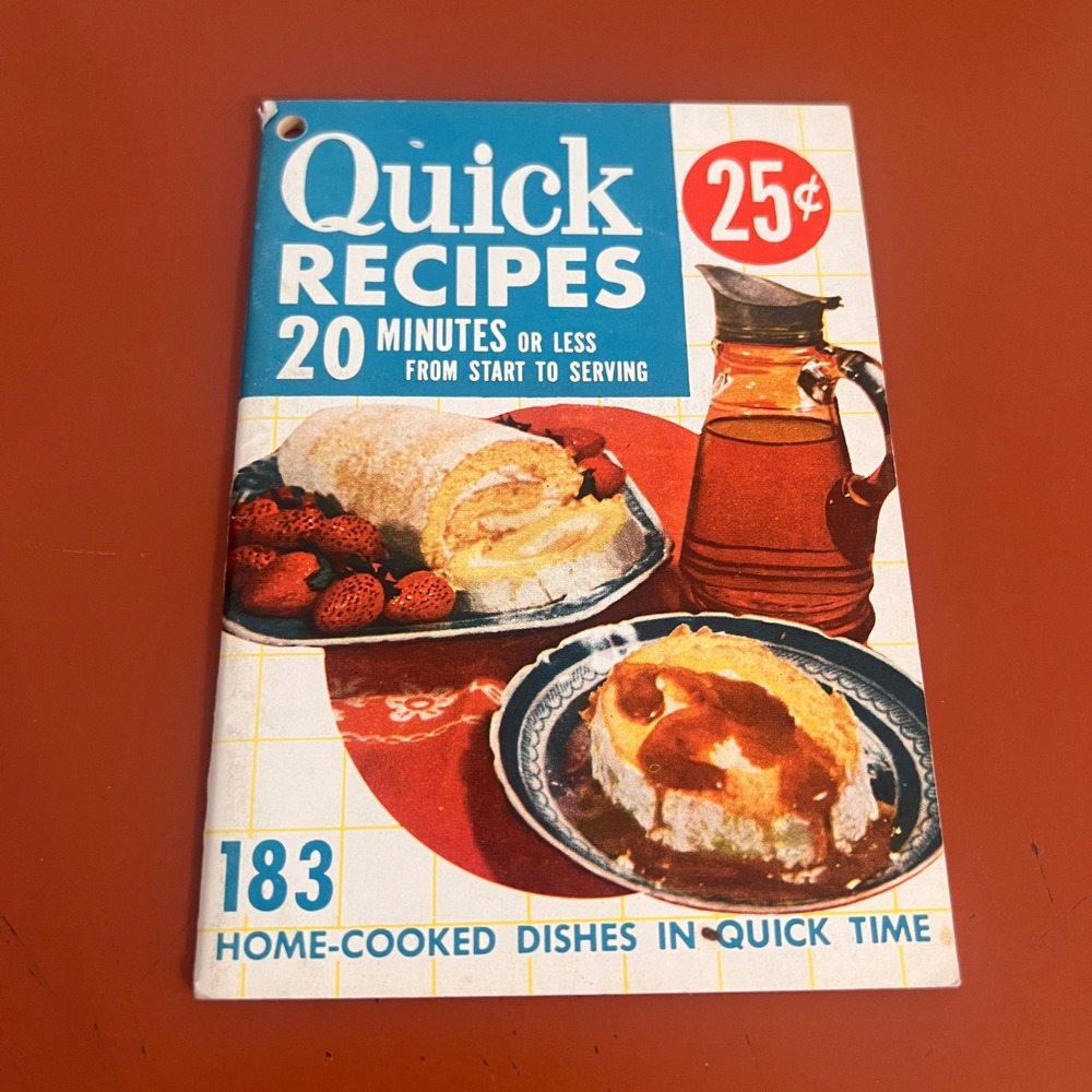 Vintage 1952 Quick Recipes Cookbook 20 Minutes or Less Quick Magazine 183 Dishes